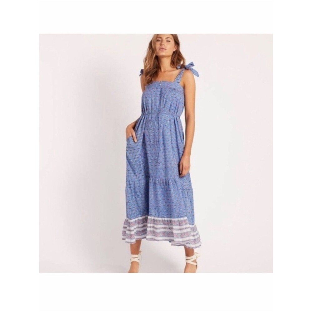 Cleobella India Midi Dress Lotus flower Print Boho Summer Sz XS